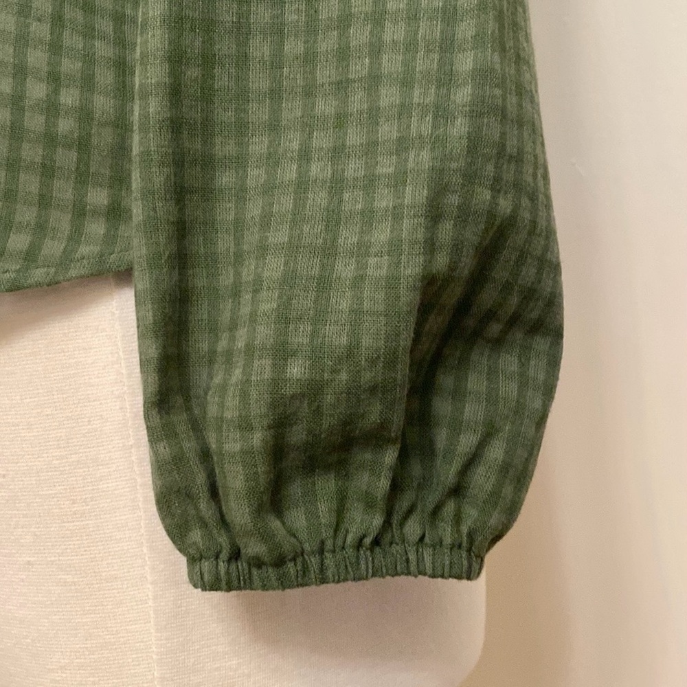 Universal Thread Green Checked Balloon Sleeve Wai… - image 5